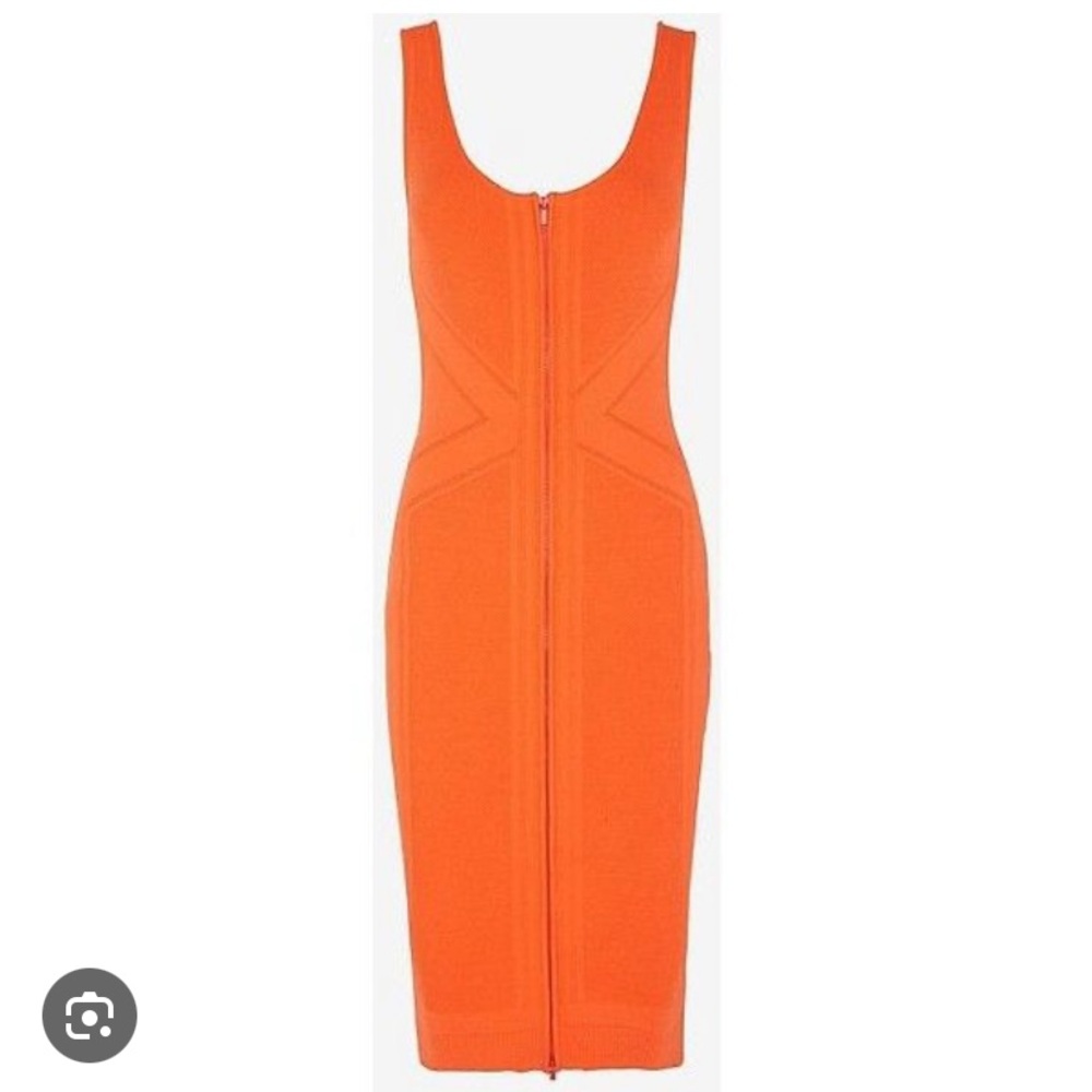 OHNE TITEL Orange Zip Front Bodycon Dress